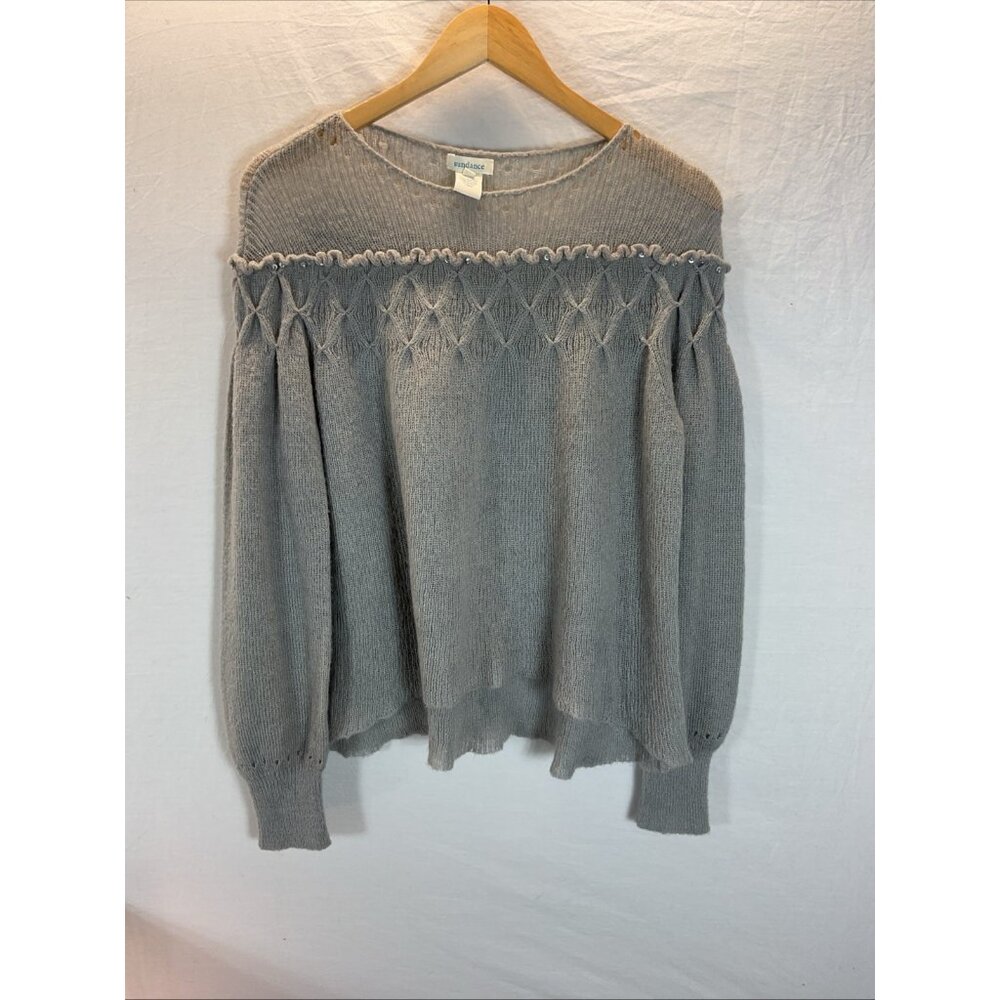 Sundance Mohair Sweater Size S Delicate Gray Lightweight Sequins embellished